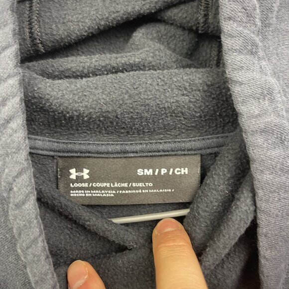 Under Armour Hoodie Mens S Black Funnel Neck Sweatshirt Graphic Logo Spell out - Picture 6 of 13